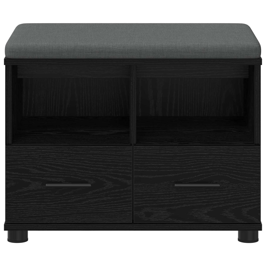 Panca per ingresso con cuscino Rovere Nero 60 x 38 x 46 cm