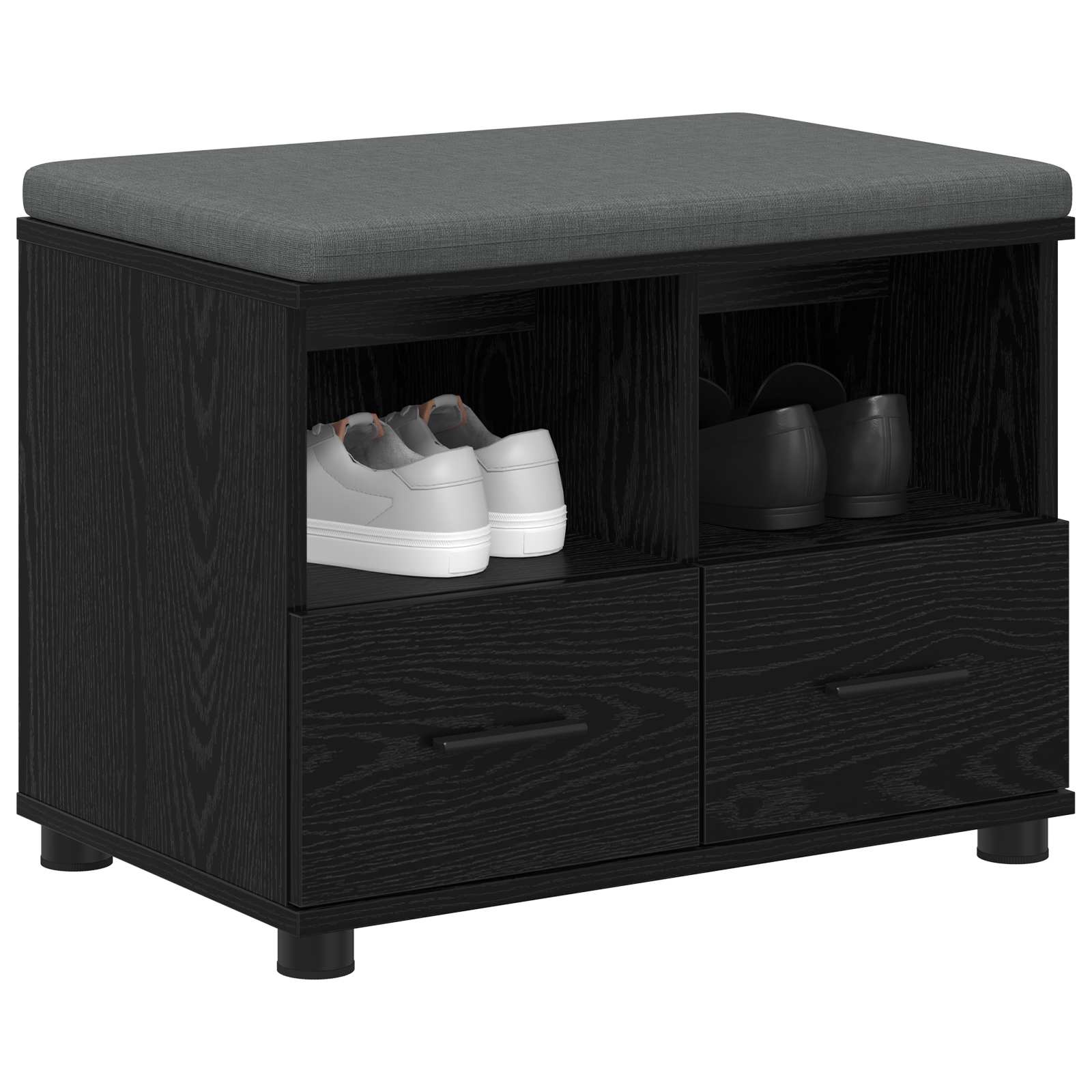 Panca per ingresso con cuscino Rovere Nero 60 x 38 x 46 cm