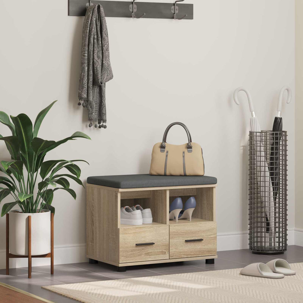 Panca per ingresso con cuscino Rovere Sonoma 60 x 38 x 46 cm