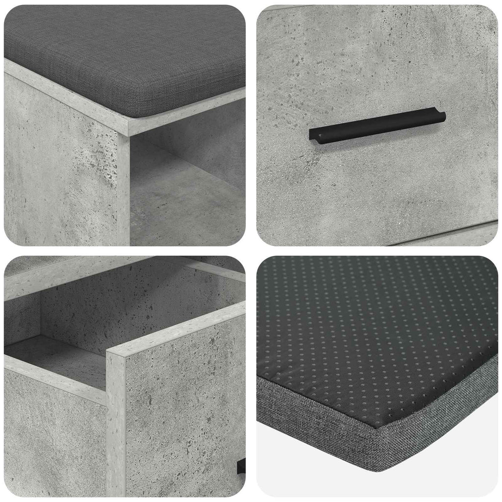 Panca per ingresso con cuscino Grigio Cemento 60 x 38 x 46 cm