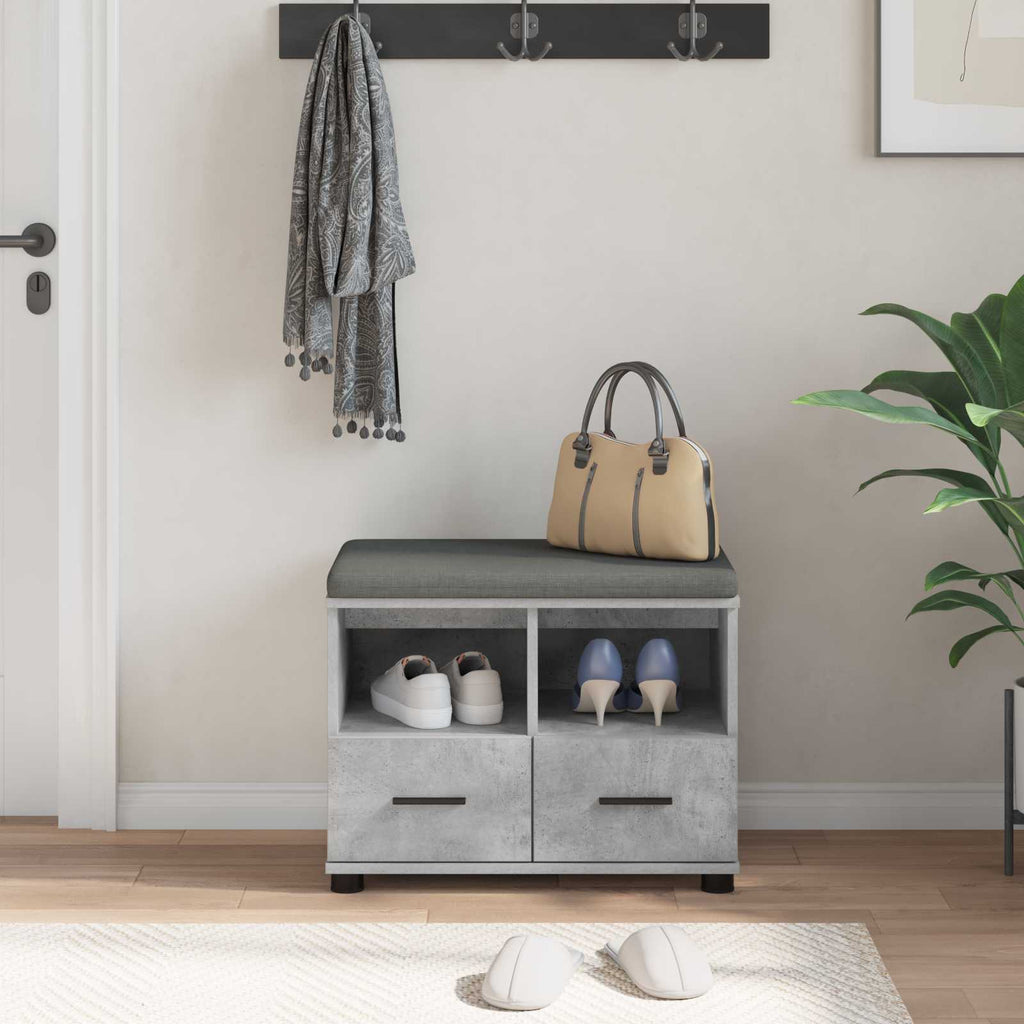 Panca per ingresso con cuscino Grigio Cemento 60 x 38 x 46 cm