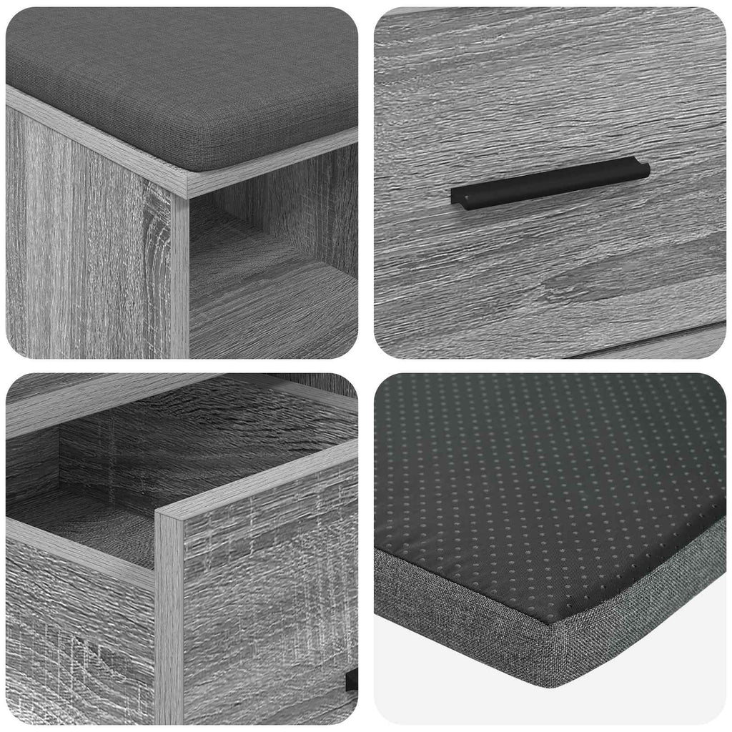 Panca per ingresso con cuscino Sonoma grigia 60 x 38 x 46 cm