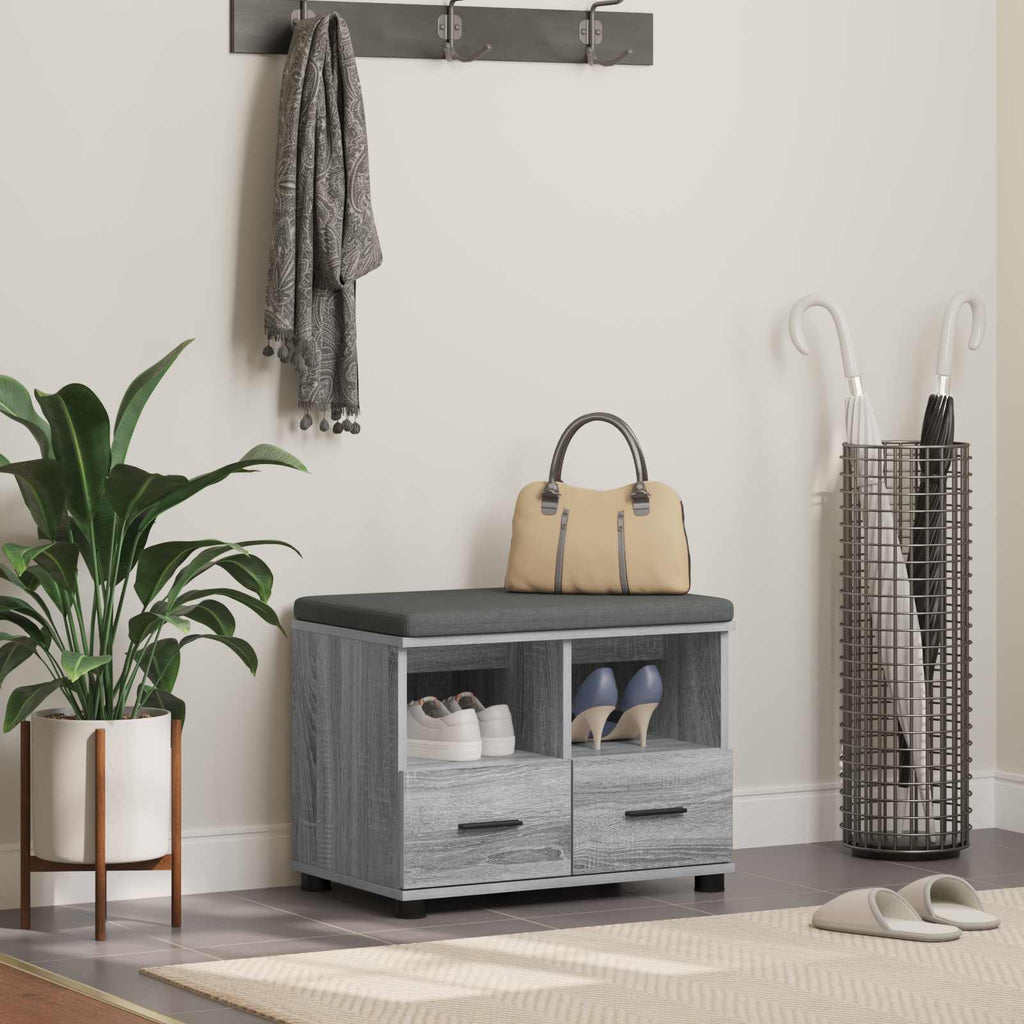 Panca per ingresso con cuscino Sonoma grigia 60 x 38 x 46 cm