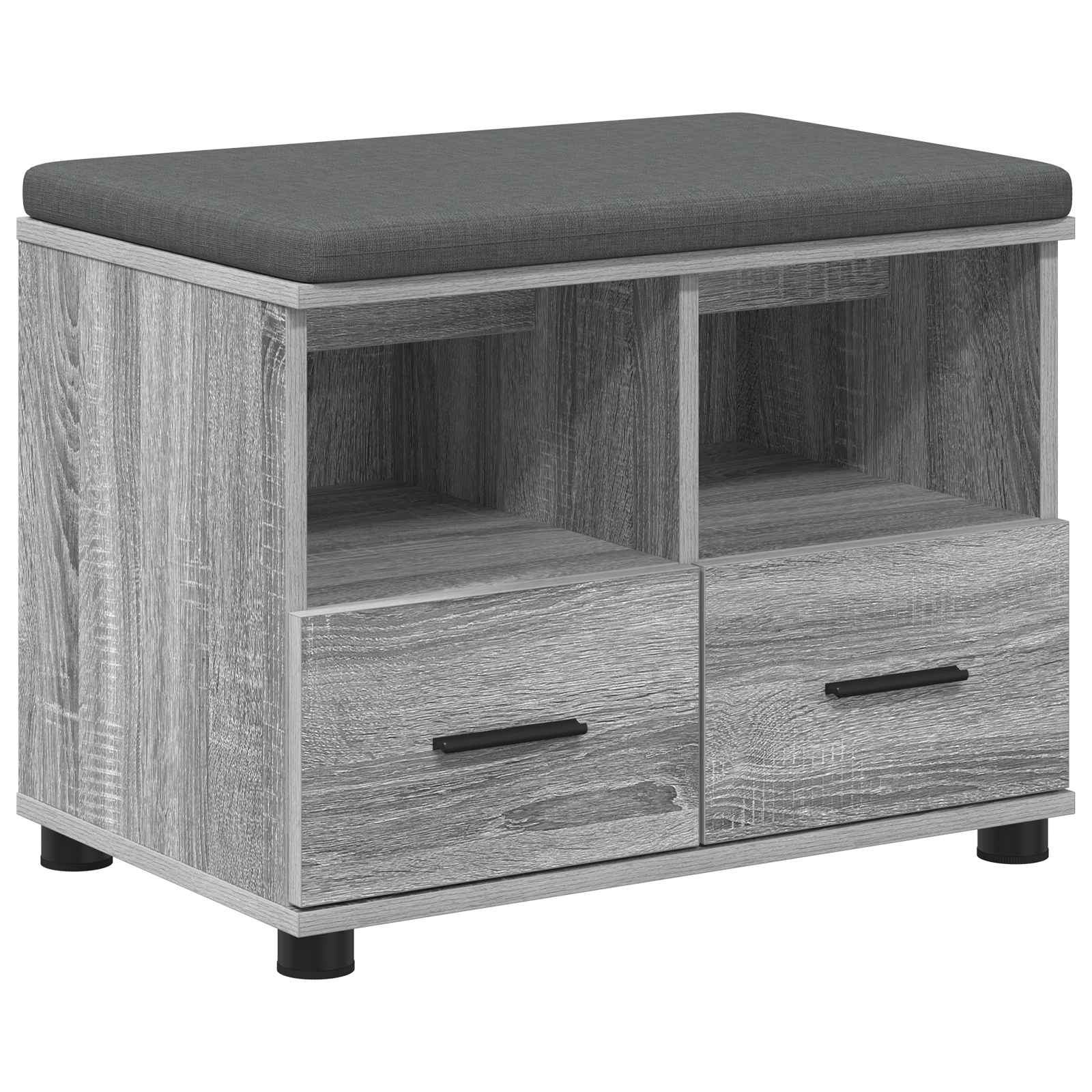 Panca per ingresso con cuscino Sonoma grigia 60 x 38 x 46 cm