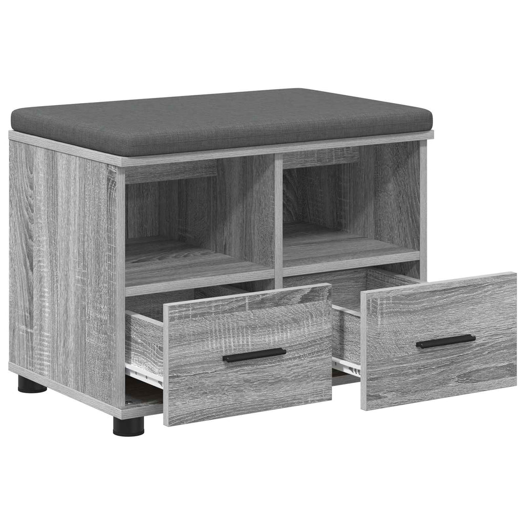 Panca per ingresso con cuscino Sonoma grigia 60 x 38 x 46 cm