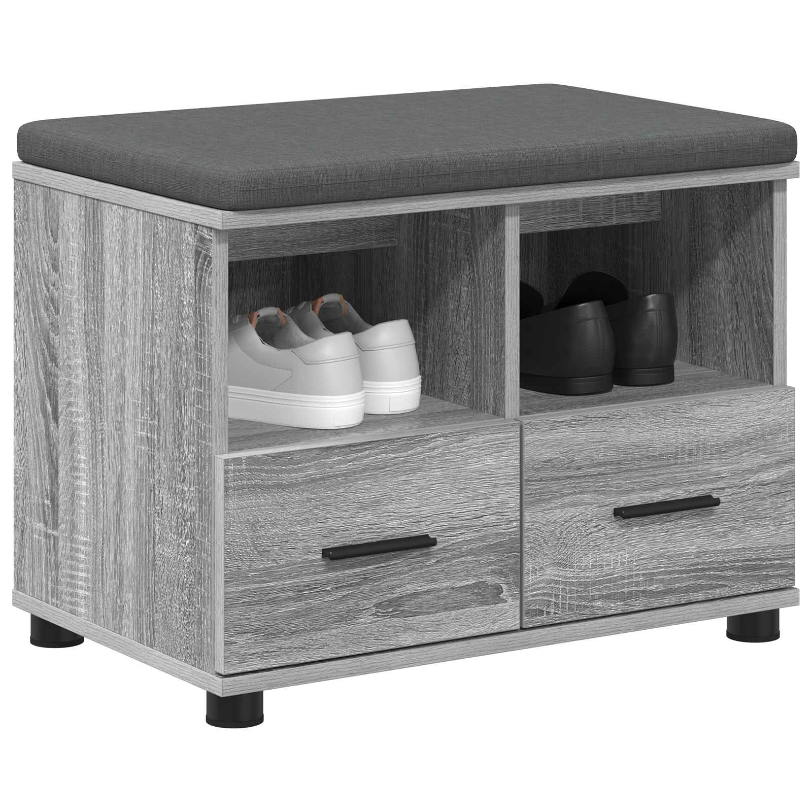 Panca per ingresso con cuscino Sonoma grigia 60 x 38 x 46 cm
