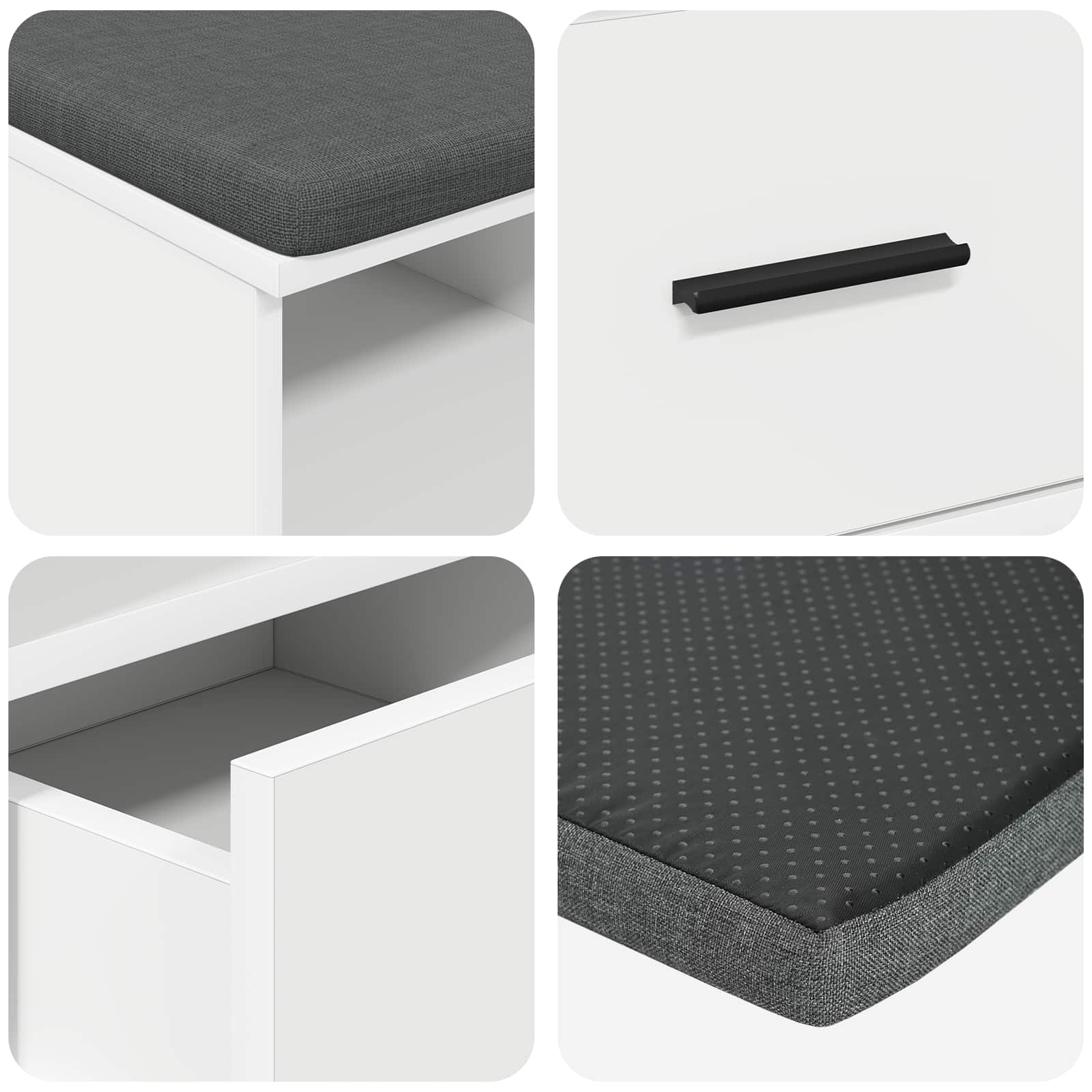 Panca per ingresso con cuscino Bianco 80 x 38 x 46 cm