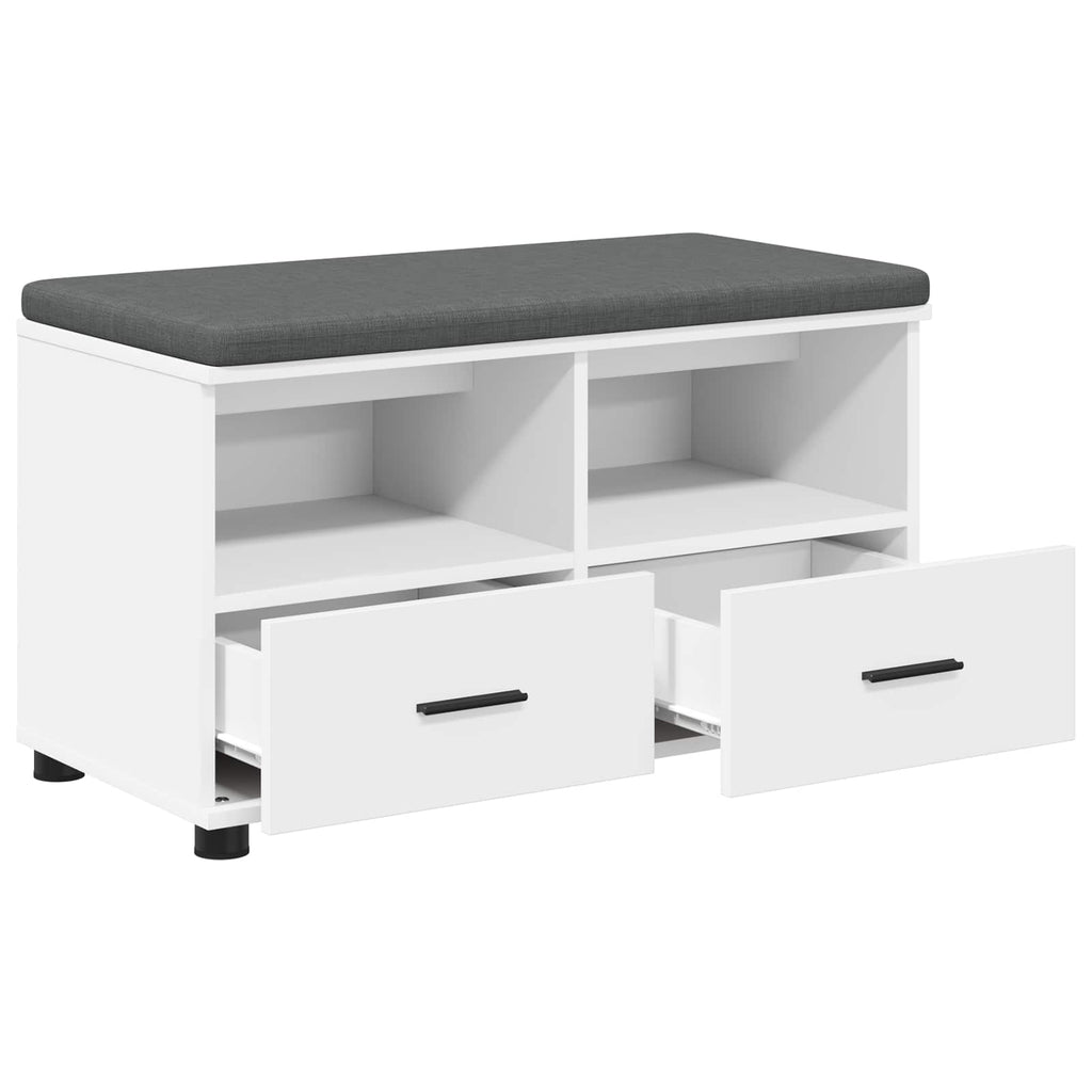 Panca per ingresso con cuscino Bianco 80 x 38 x 46 cm
