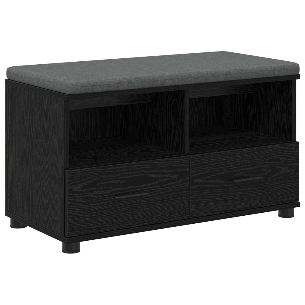 Panca per ingresso con cuscino Rovere Nero 80 x 38 x 46 cm