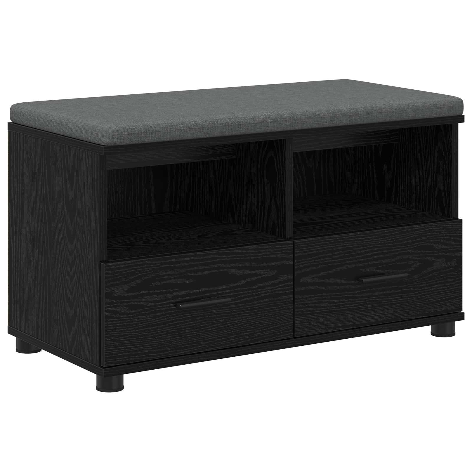 Panca per ingresso con cuscino Rovere Nero 80 x 38 x 46 cm