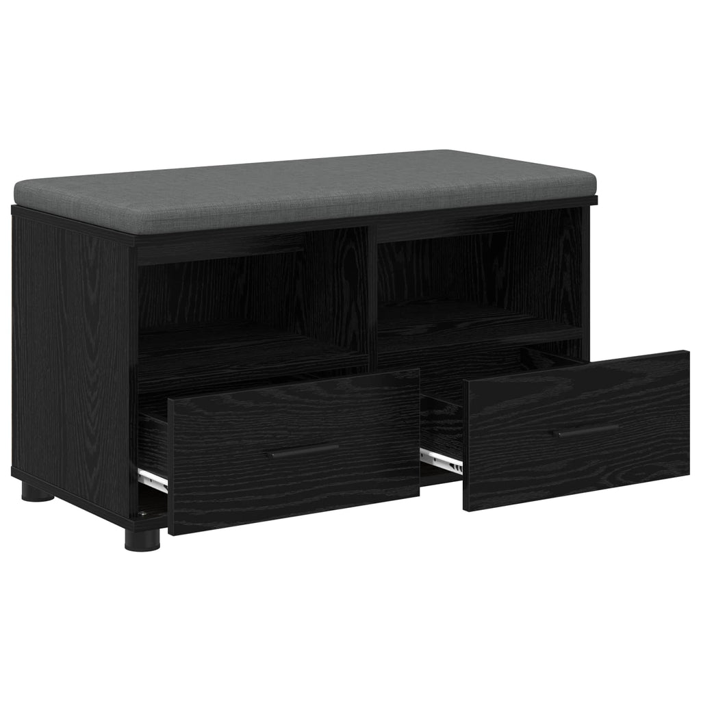 Panca per ingresso con cuscino Rovere Nero 80 x 38 x 46 cm