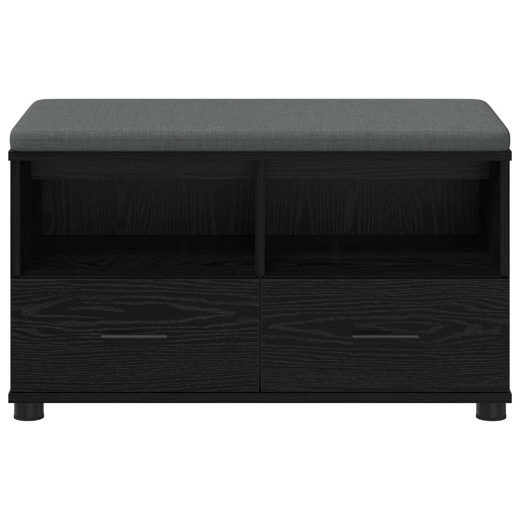 Panca per ingresso con cuscino Rovere Nero 80 x 38 x 46 cm