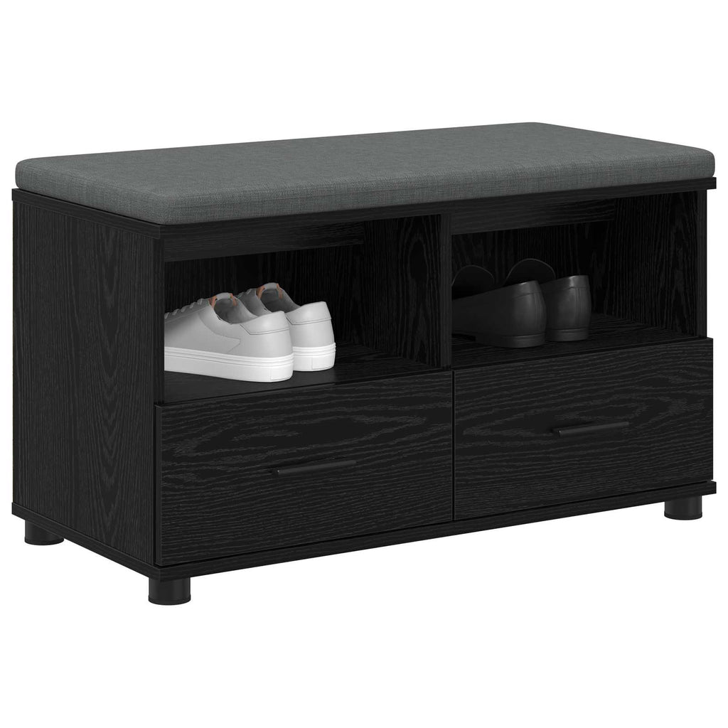 Panca per ingresso con cuscino Rovere Nero 80 x 38 x 46 cm