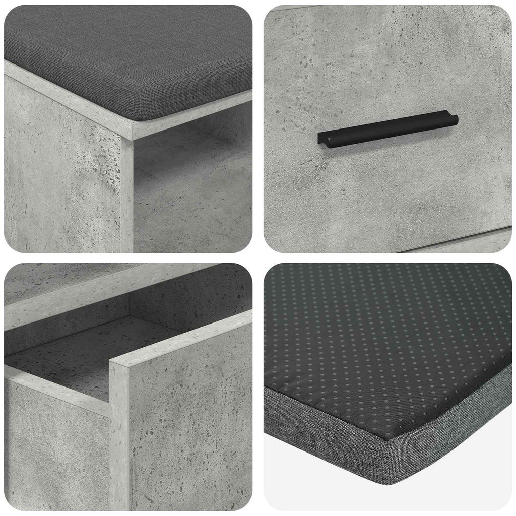 Panca per ingresso con cuscino Grigio Cemento 80 x 38 x 46 cm