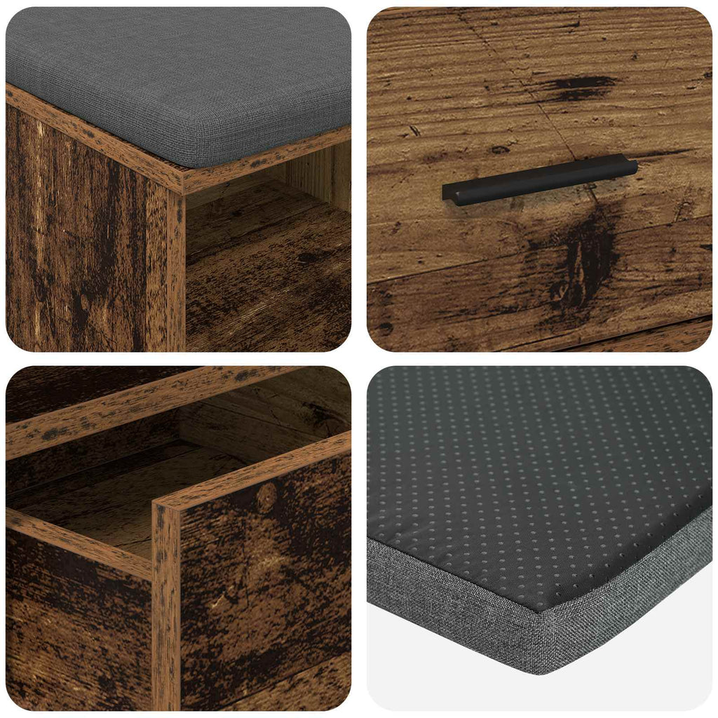 Panca per ingresso con cuscino Legno vecchio 80 x 38 x 46 cm