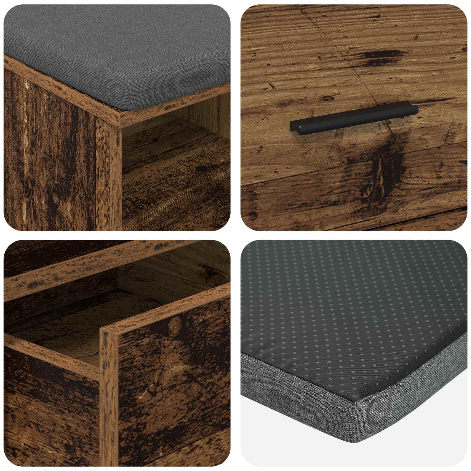 Panca per ingresso con cuscino Legno vecchio 80 x 38 x 46 cm