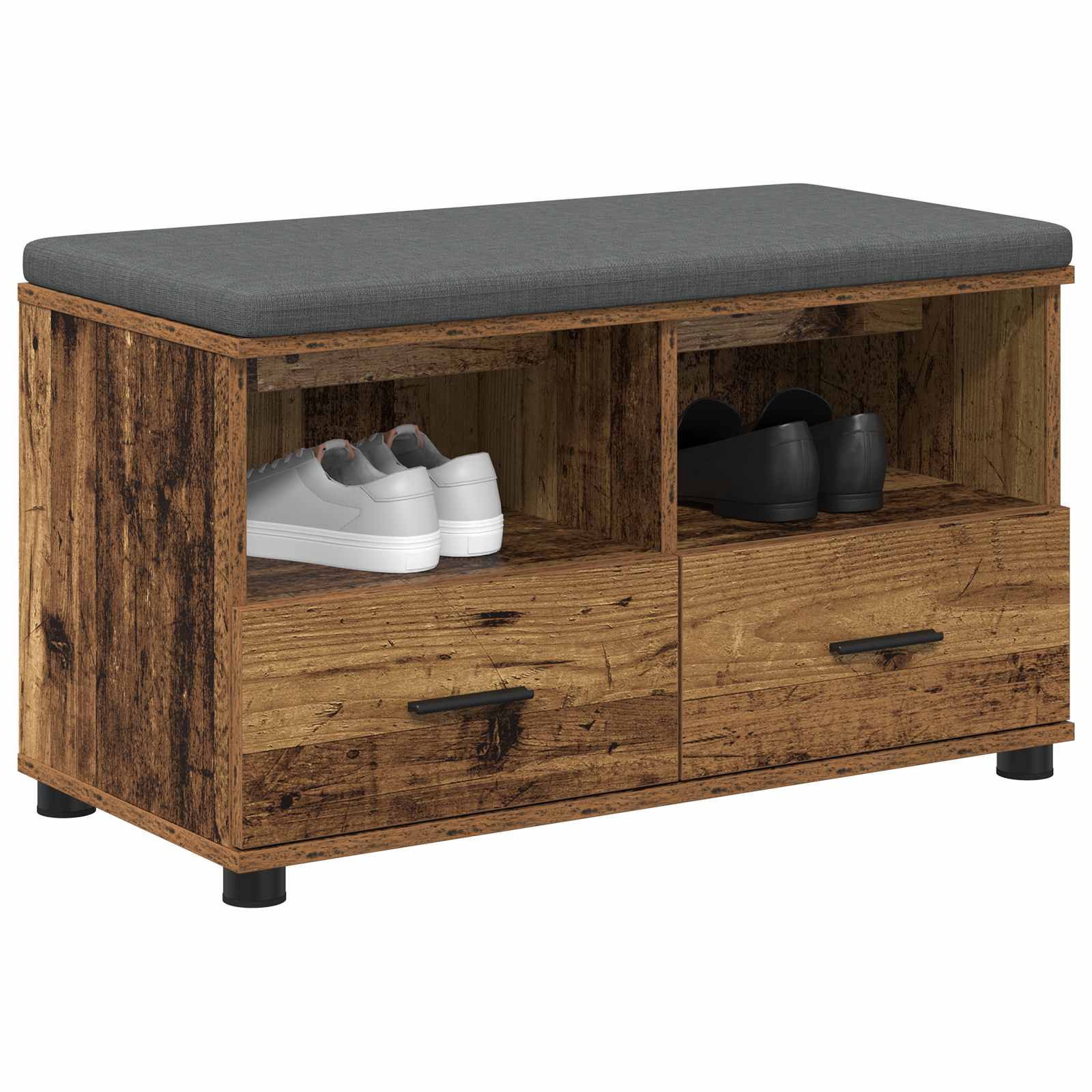 Panca per ingresso con cuscino Legno vecchio 80 x 38 x 46 cm