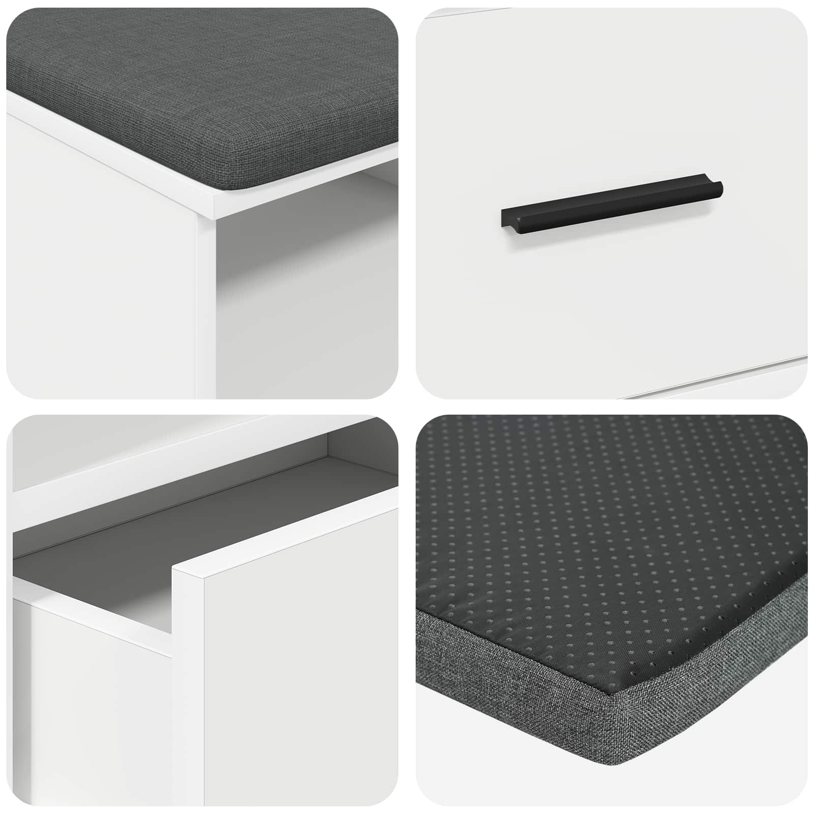 Panca per ingresso con cuscino Bianco 100 x 38 x 46 cm