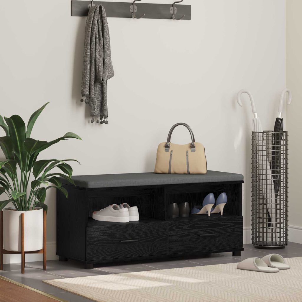 Panca per ingresso con cuscino Rovere Nero 100 x 38 x 46 cm
