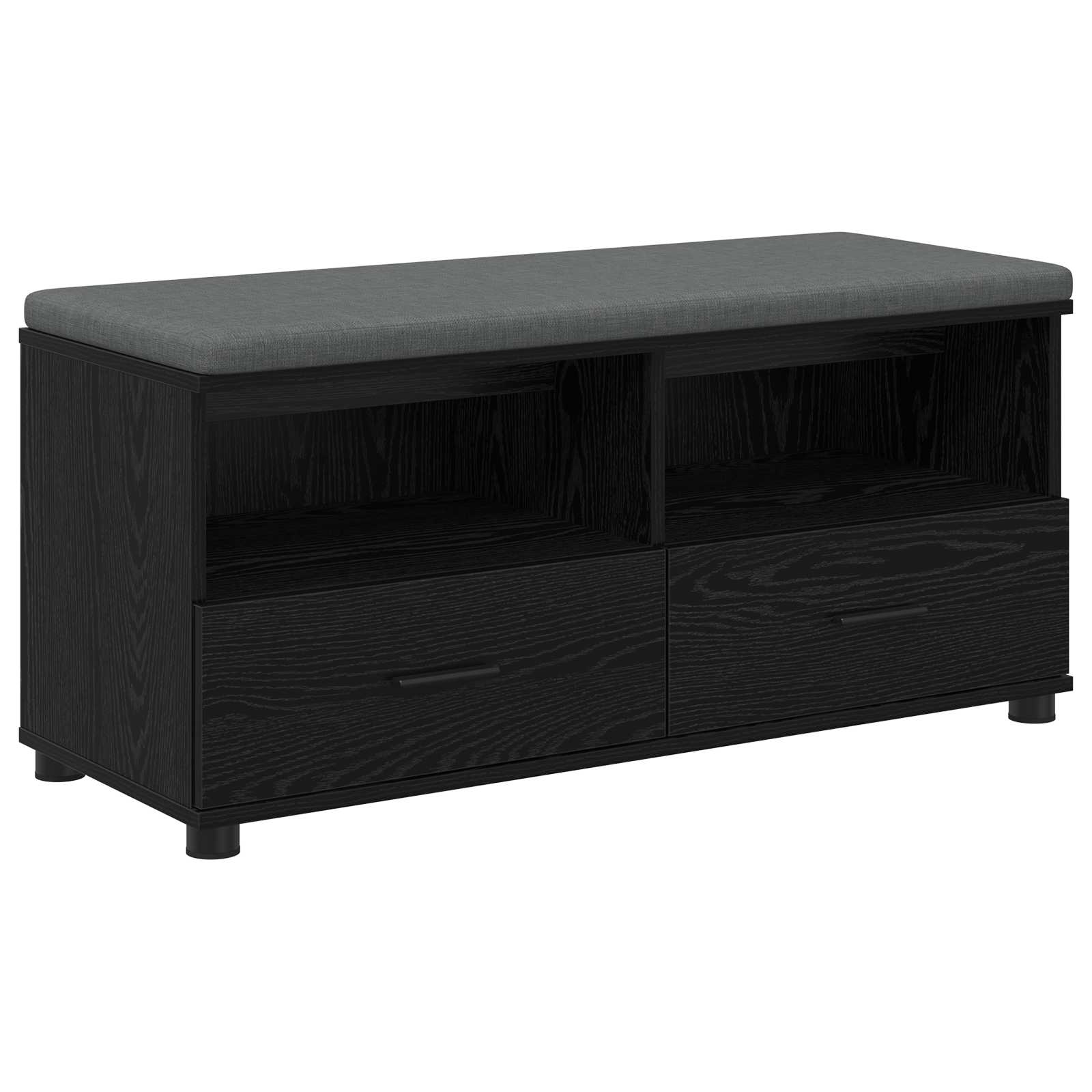 Panca per ingresso con cuscino Rovere Nero 100 x 38 x 46 cm