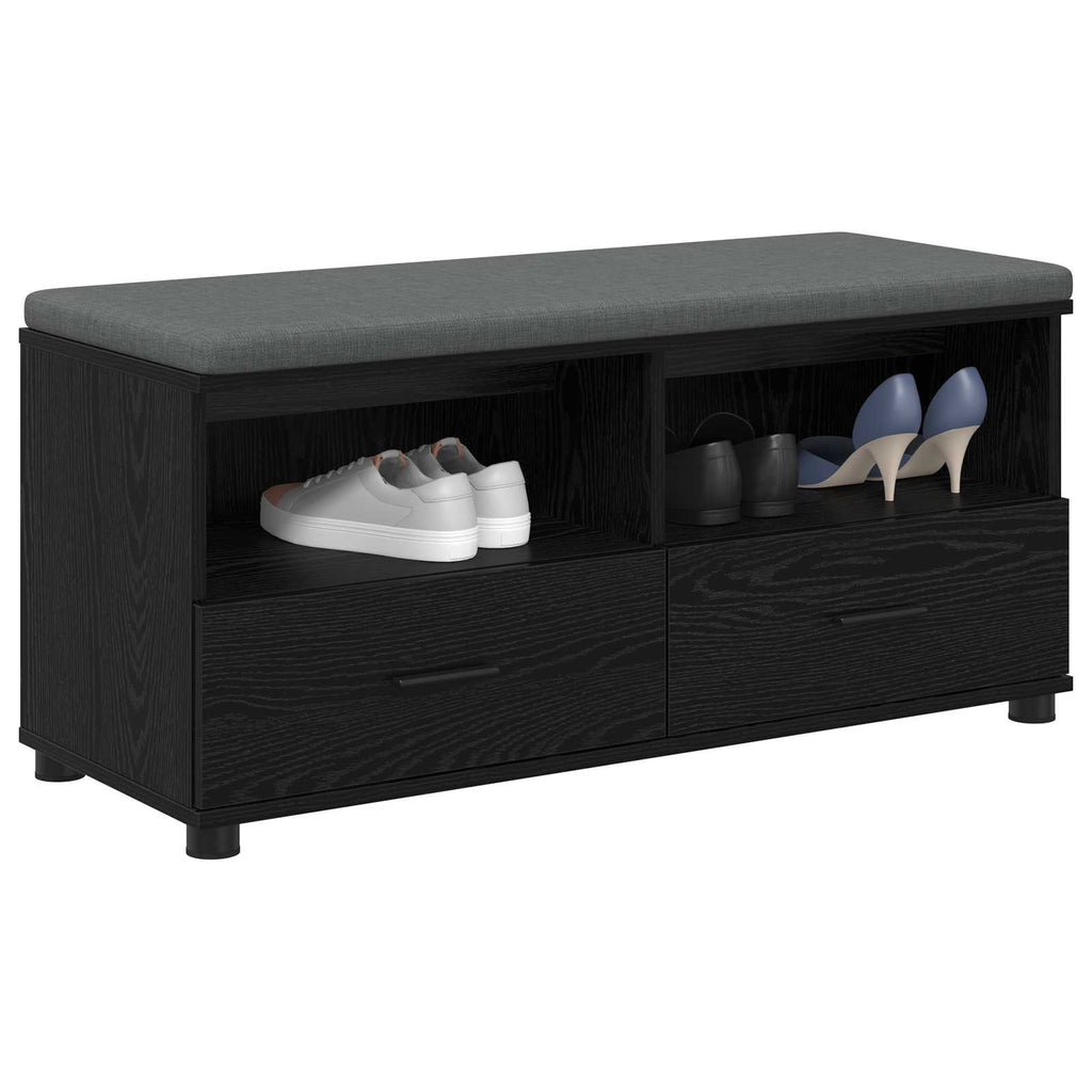 Panca per ingresso con cuscino Rovere Nero 100 x 38 x 46 cm