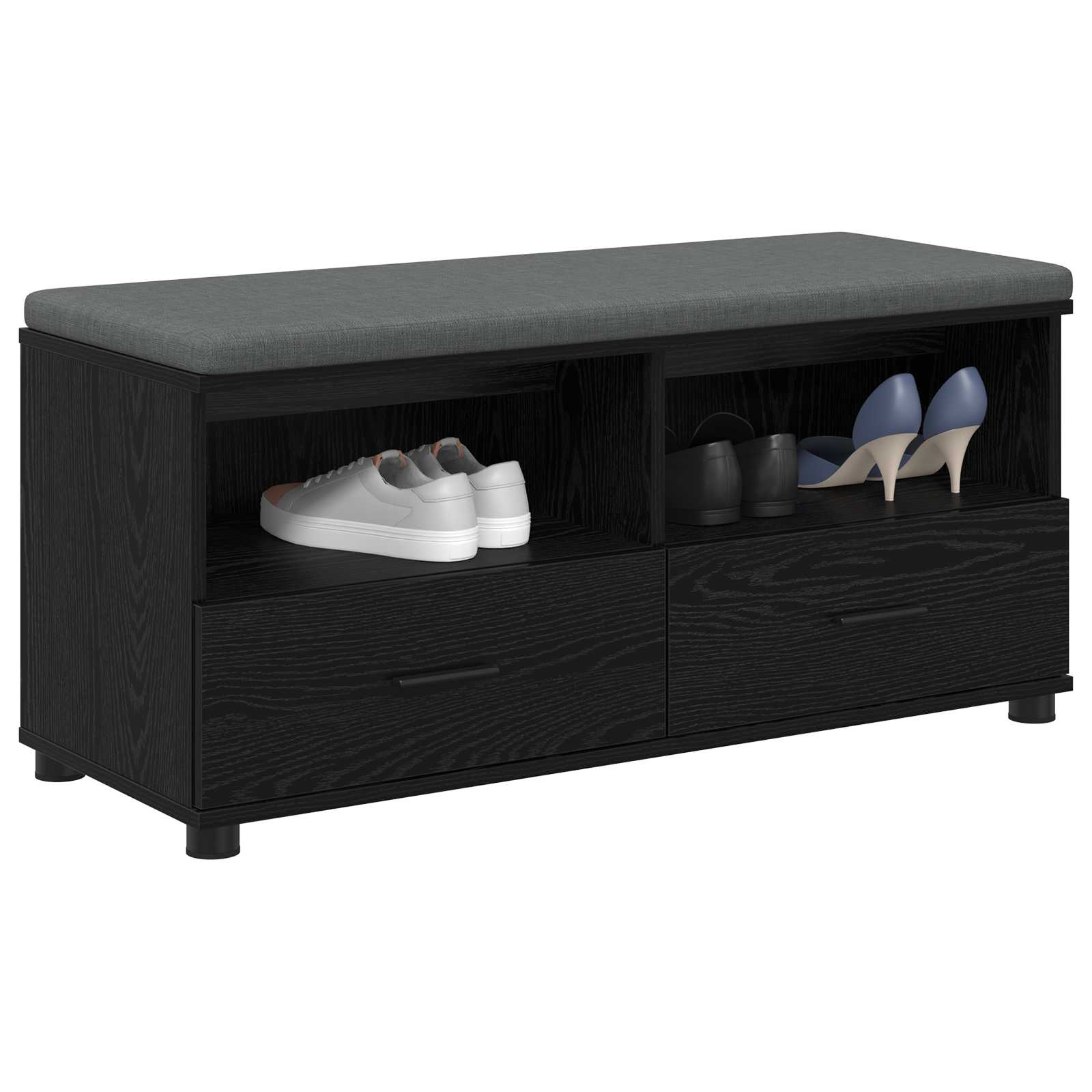 Panca per ingresso con cuscino Rovere Nero 100 x 38 x 46 cm