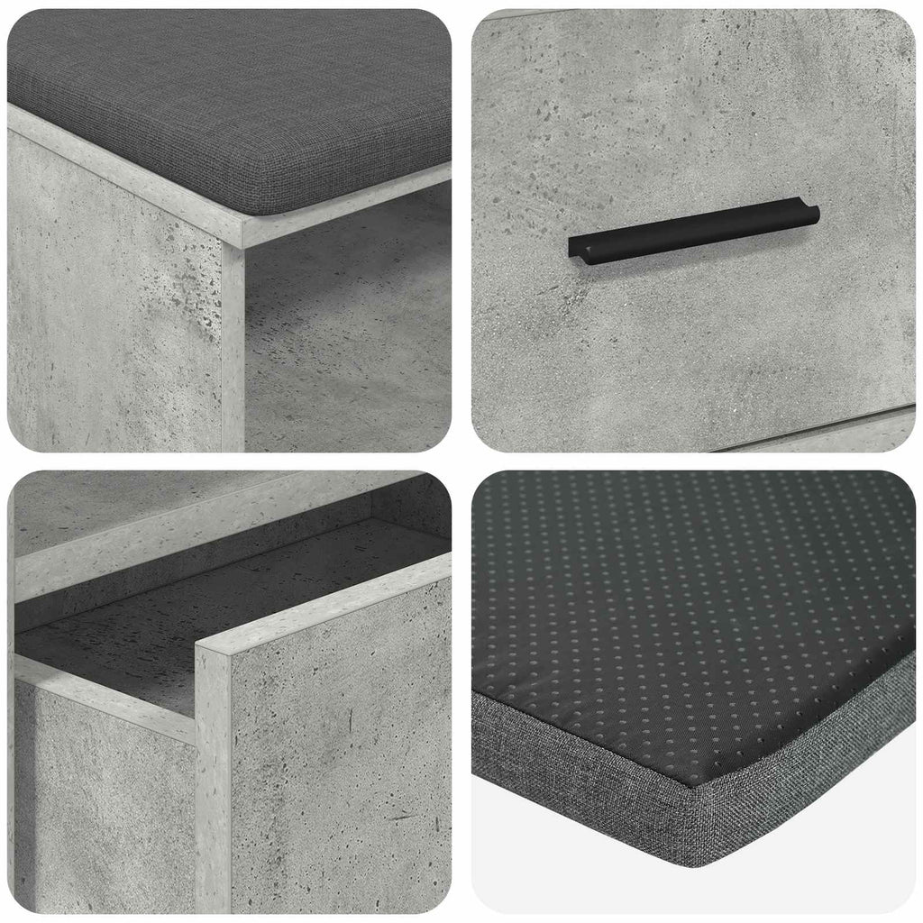 Panca per ingresso con cuscino Grigio Cemento 100 x 38 x 46 cm