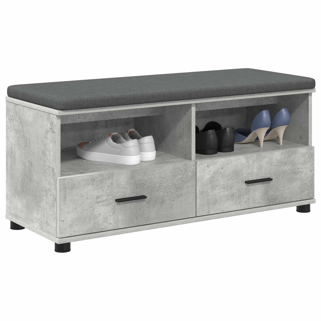Panca per ingresso con cuscino Grigio Cemento 100 x 38 x 46 cm