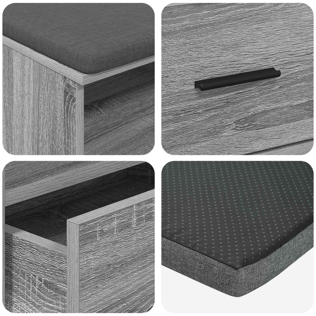 Panca per ingresso con cuscino Sonoma grigia 100 x 38 x 46 cm