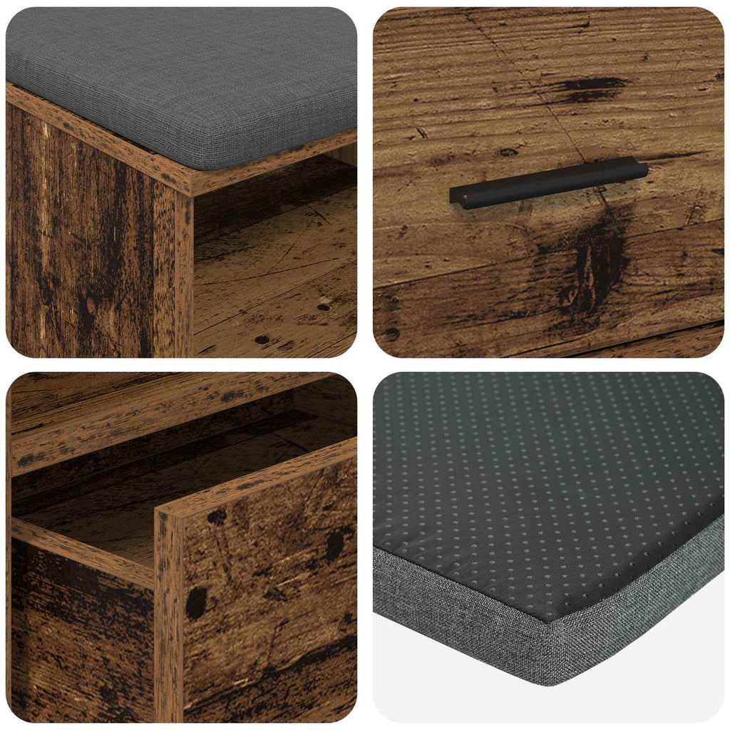 Panca per ingresso con cuscino Legno vecchio 100 x 38 x 46 cm