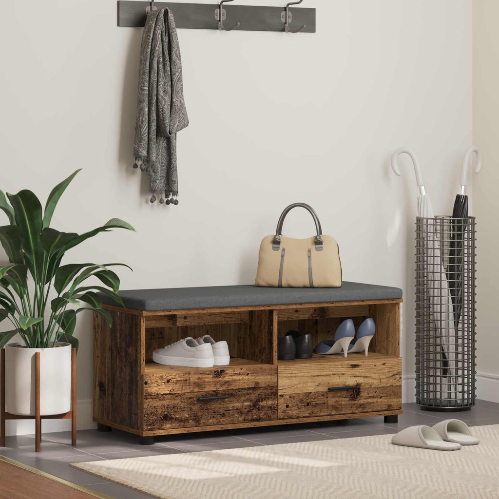 Panca per ingresso con cuscino Legno vecchio 100 x 38 x 46 cm