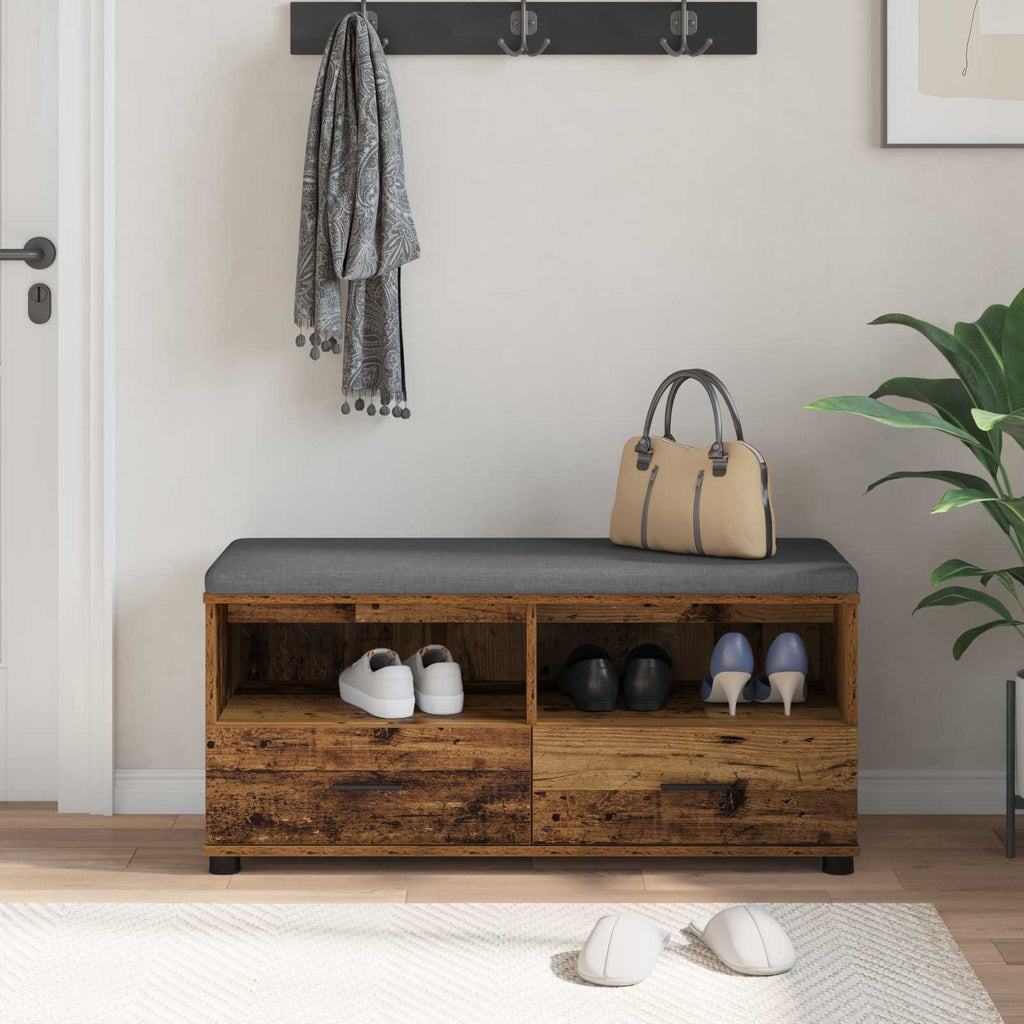 Panca per ingresso con cuscino Legno vecchio 100 x 38 x 46 cm