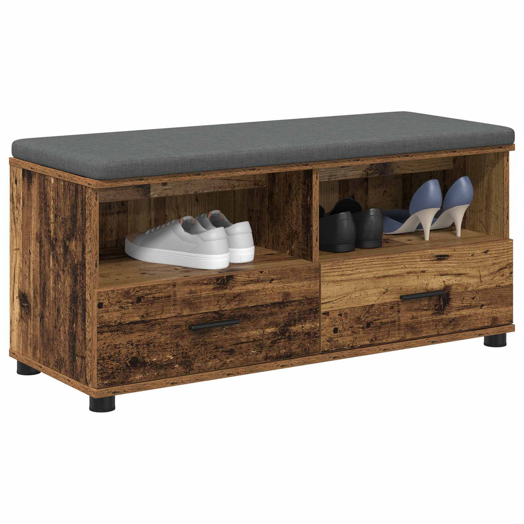 Panca per ingresso con cuscino Legno vecchio 100 x 38 x 46 cm
