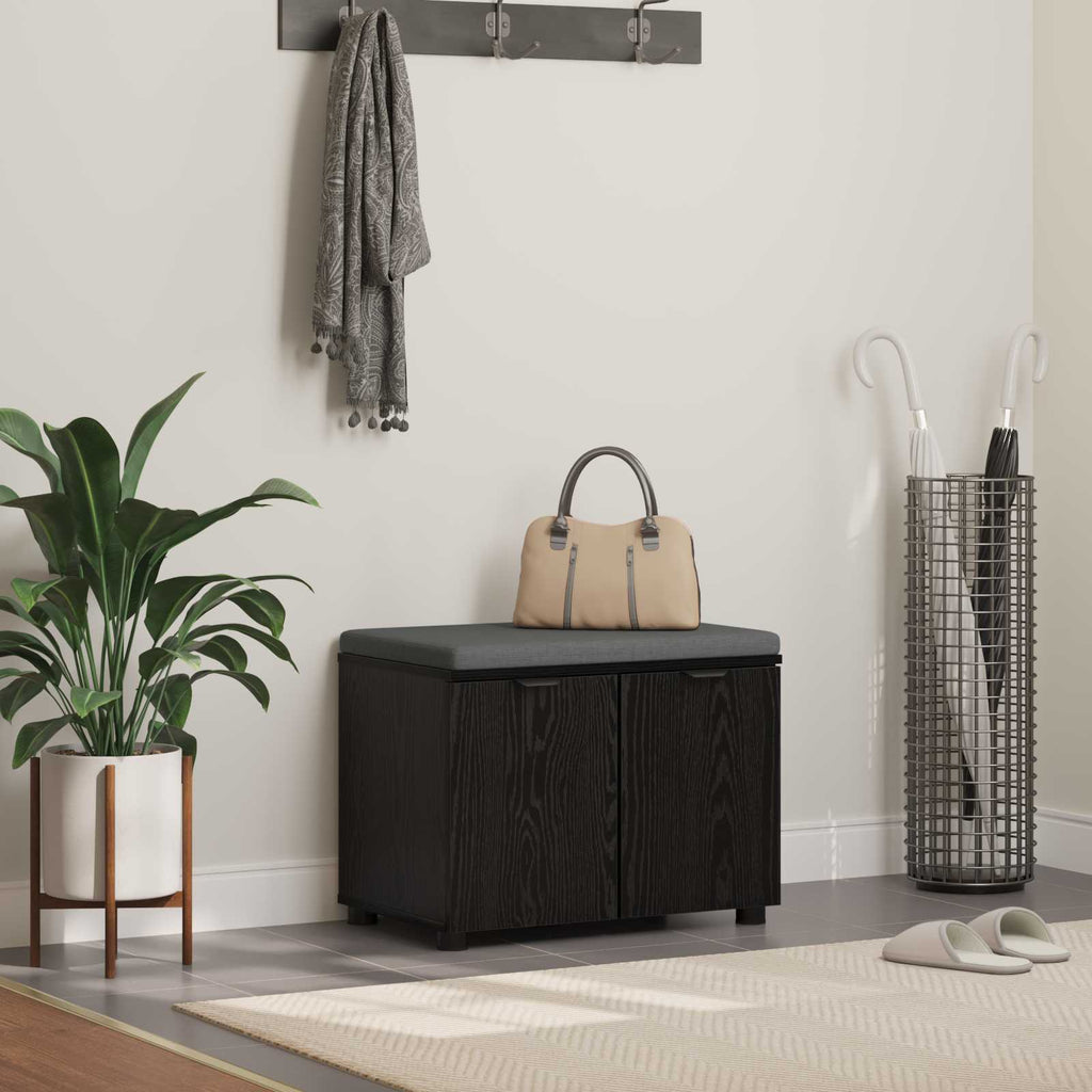 Panca per ingresso con cuscino Rovere Nero 60 x 38 x 46 cm