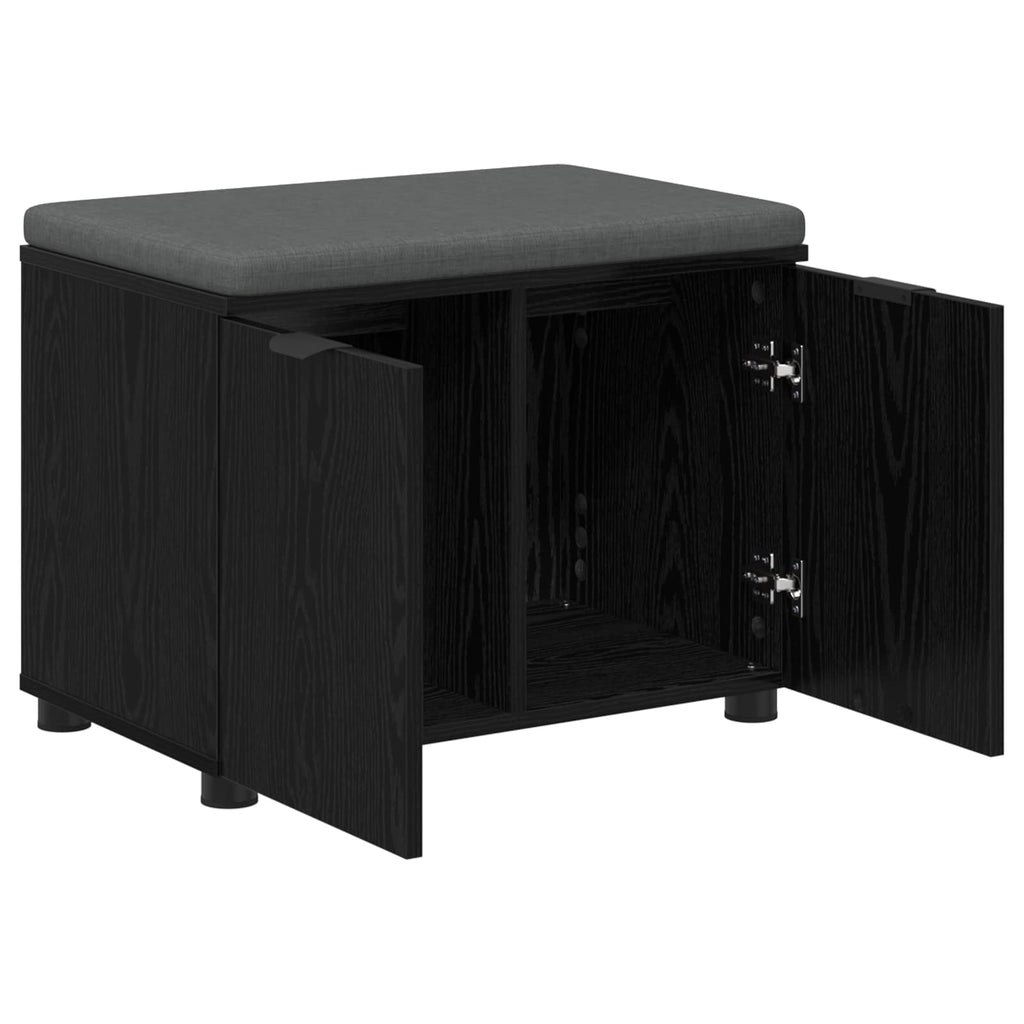 Panca per ingresso con cuscino Rovere Nero 60 x 38 x 46 cm