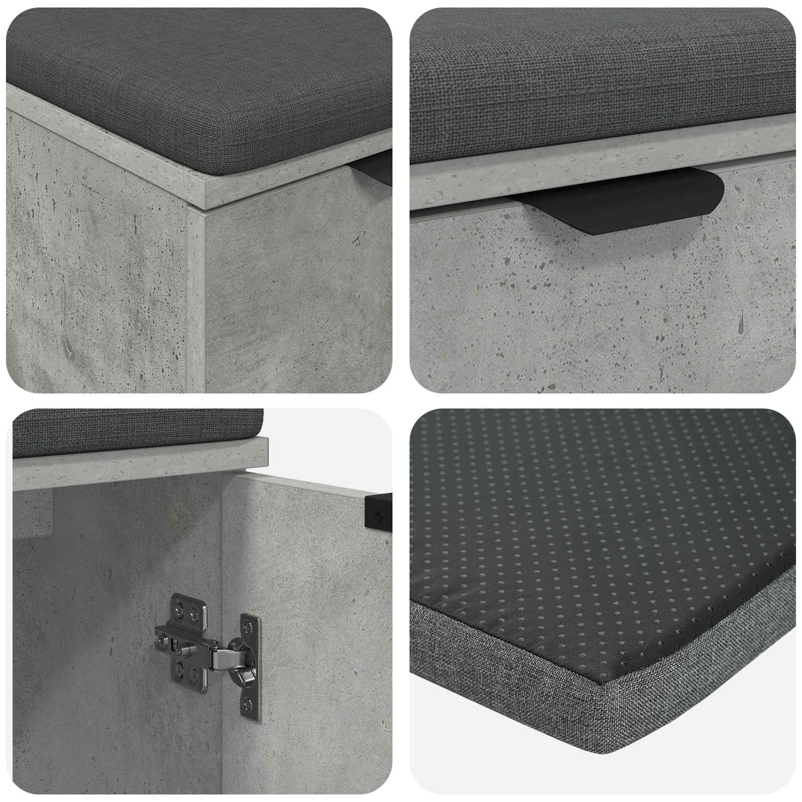 Panca per ingresso con cuscino Grigio Cemento 60 x 38 x 46 cm