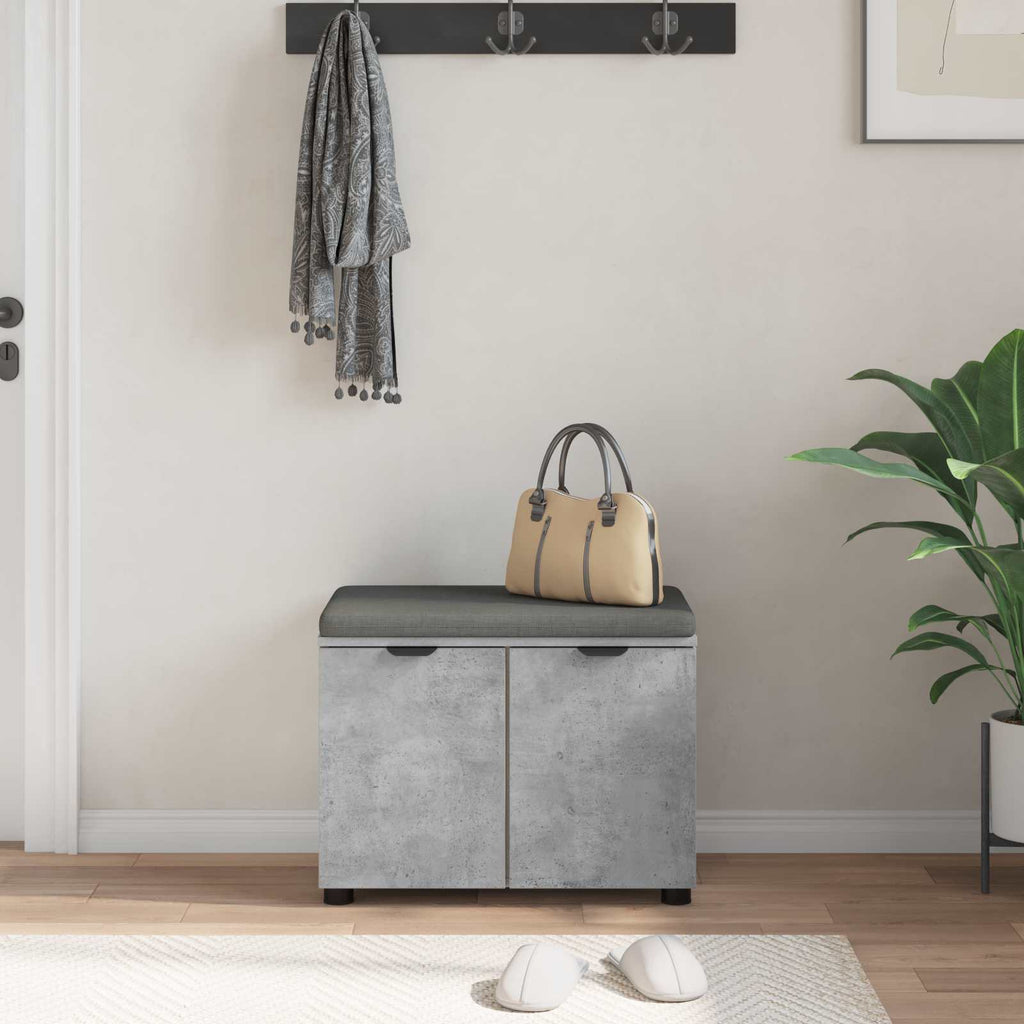 Panca per ingresso con cuscino Grigio Cemento 60 x 38 x 46 cm