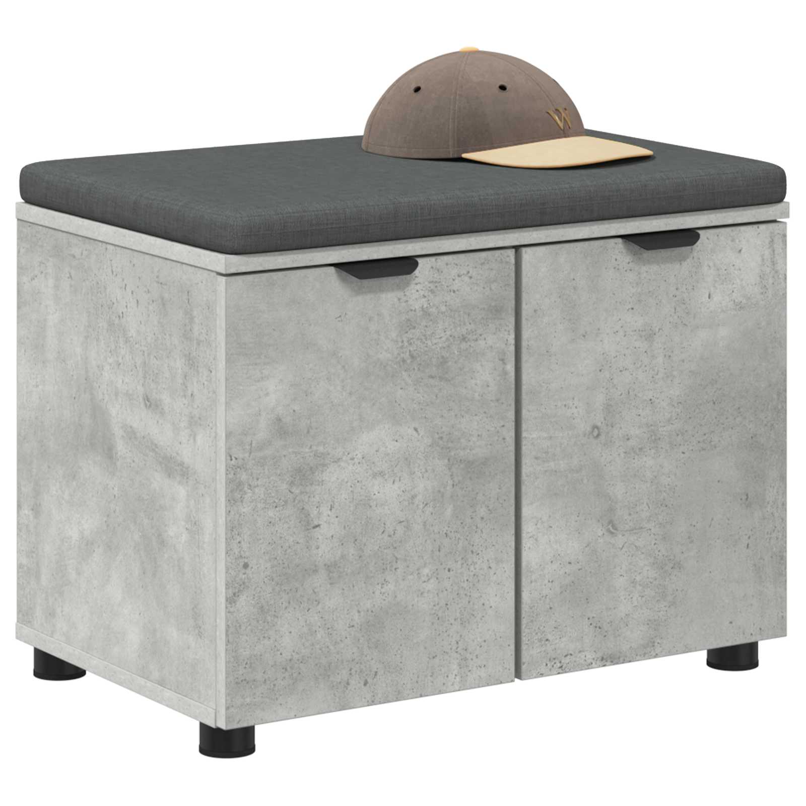 Panca per ingresso con cuscino Grigio Cemento 60 x 38 x 46 cm
