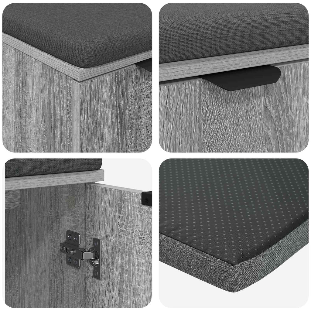 Panca per ingresso con cuscino Sonoma grigia 60 x 38 x 46 cm