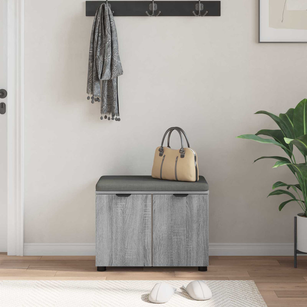 Panca per ingresso con cuscino Sonoma grigia 60 x 38 x 46 cm
