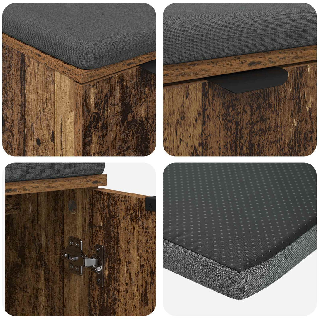 Panca per ingresso con cuscino Legno vecchio 60 x 38 x 46 cm
