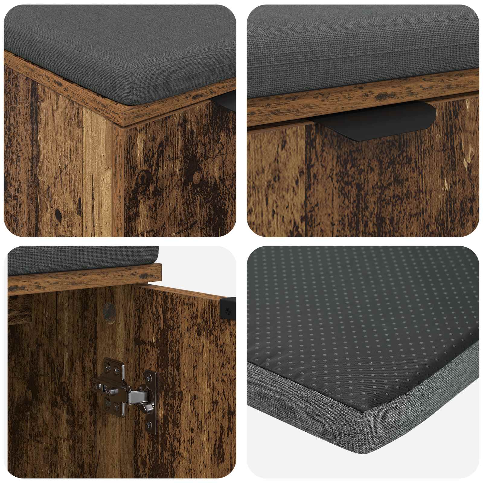 Panca per ingresso con cuscino Legno vecchio 60 x 38 x 46 cm