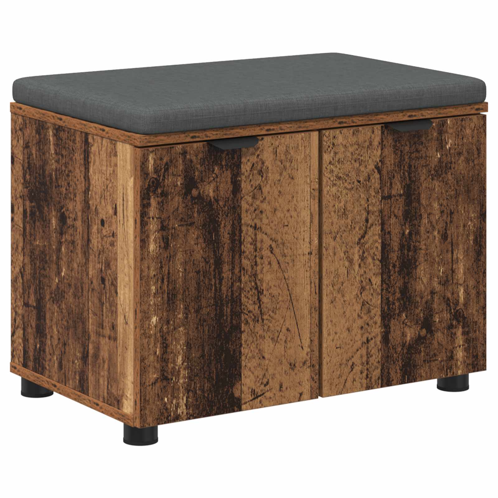 Panca per ingresso con cuscino Legno vecchio 60 x 38 x 46 cm