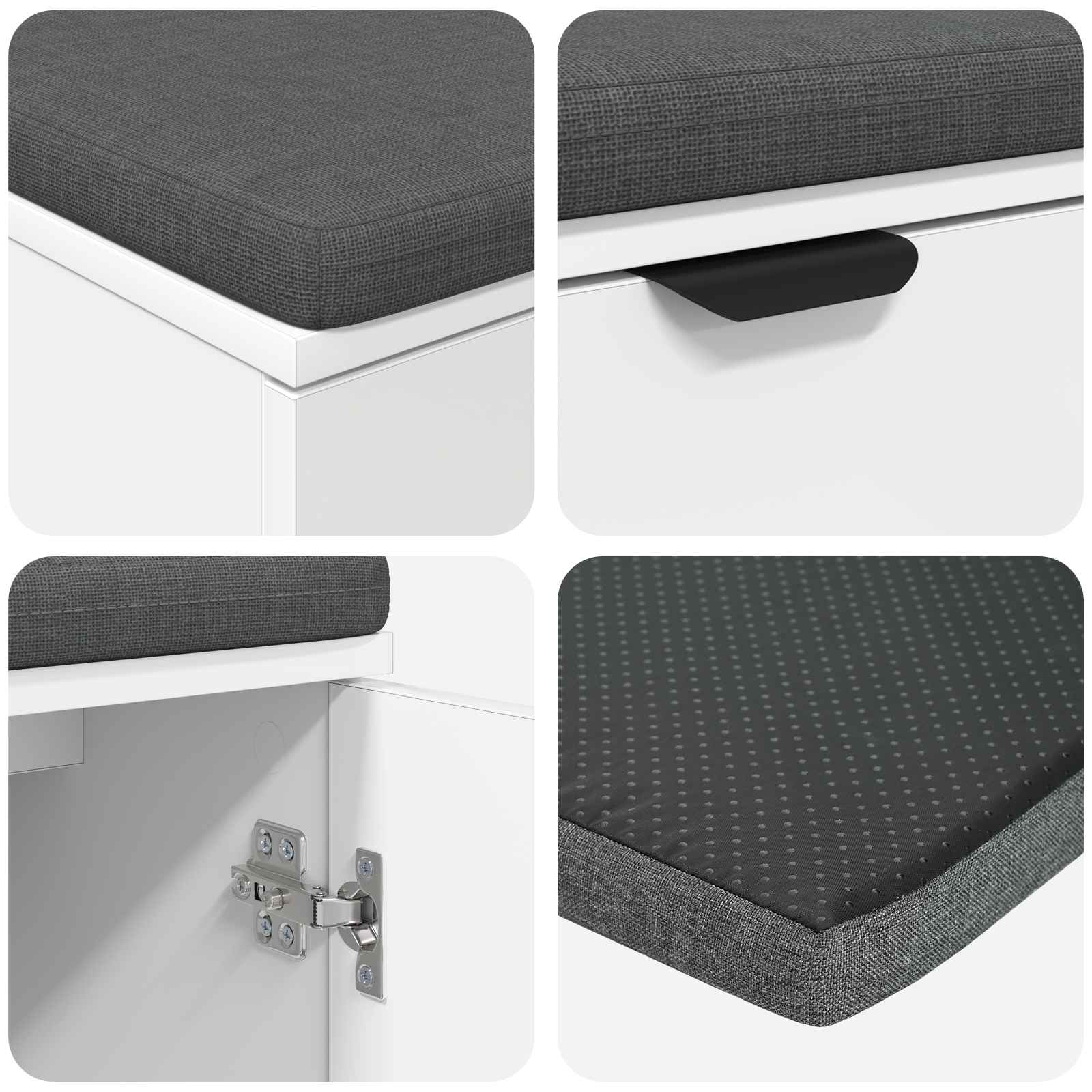 Panca per ingresso con cuscino con porta Bianco 80 x 38 x 46 cm