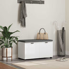 Panca per ingresso con cuscino con porta Bianco 80 x 38 x 46 cm