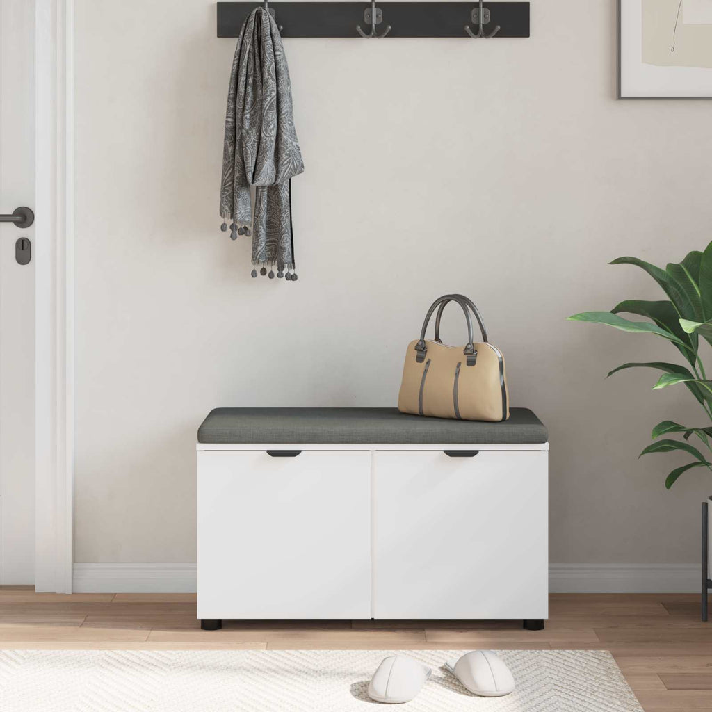 Panca per ingresso con cuscino con porta Bianco 80 x 38 x 46 cm