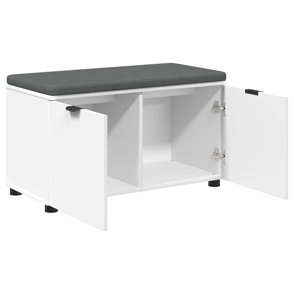 Panca per ingresso con cuscino con porta Bianco 80 x 38 x 46 cm
