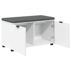 Panca per ingresso con cuscino con porta Bianco 80 x 38 x 46 cm