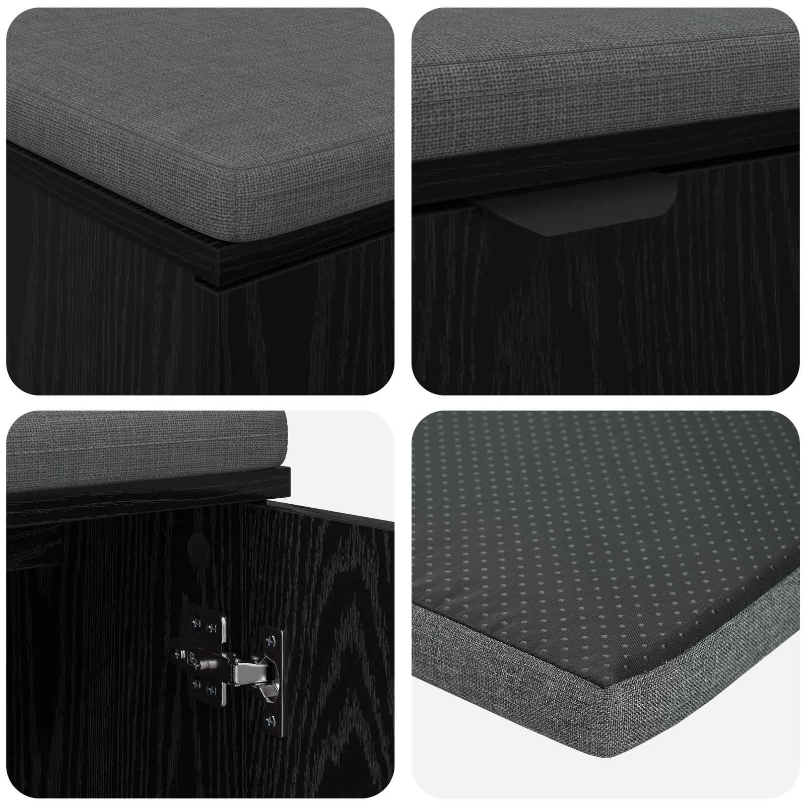 Panca per ingresso con cuscino Rovere Nero 80 x 38 x 46 cm