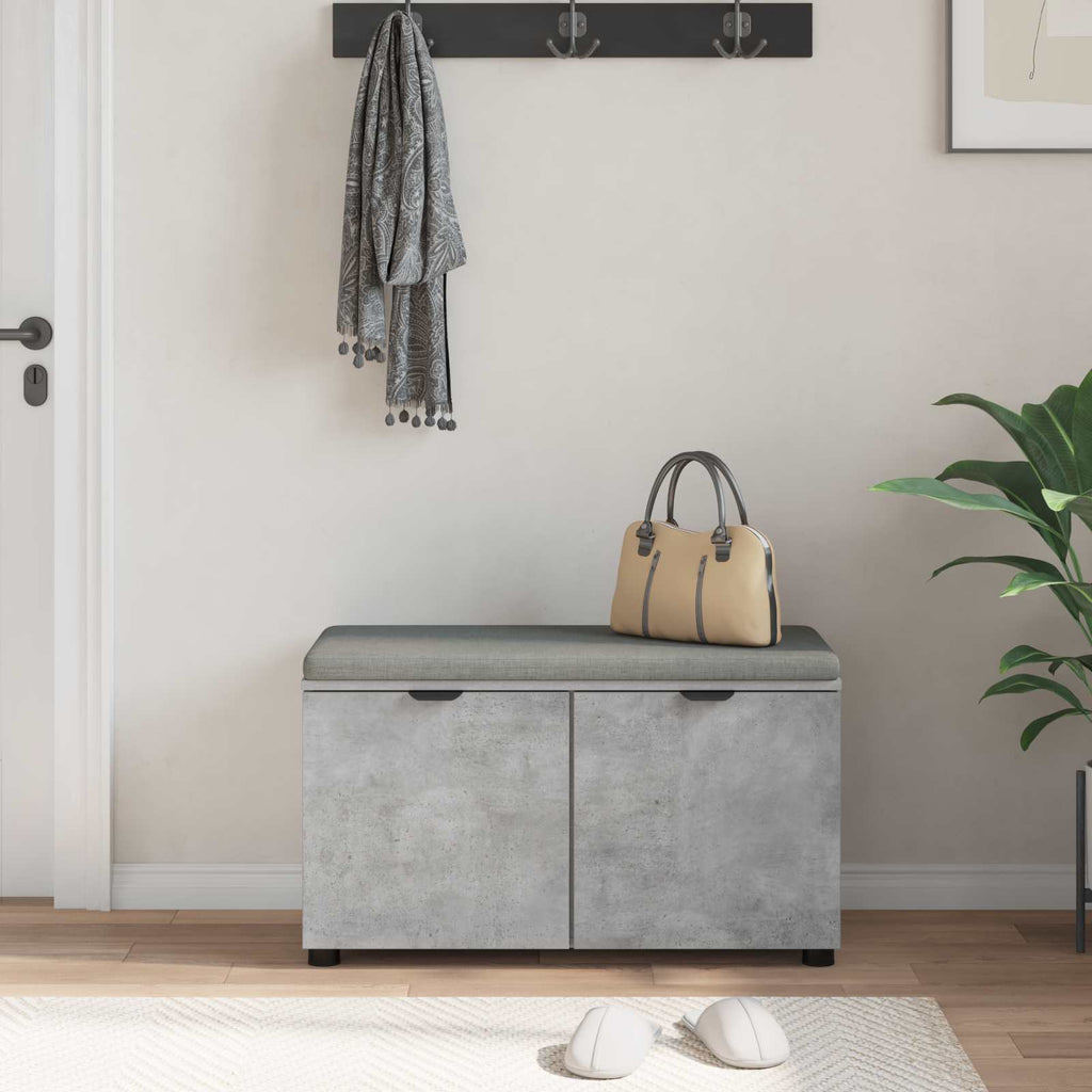Panca per ingresso con cuscino Grigio Cemento 80 x 38 x 46 cm